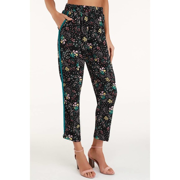 Lulu’s Boho Blooms Black Floral Print Pants | size medium - Picture 3 of 9
